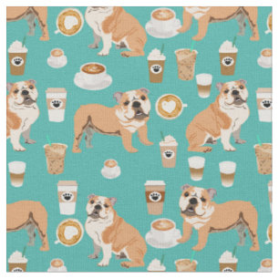 Englisch Bulldogs Kaffeeliebhaber Türkis Stoff
