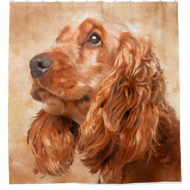 Englisch-Cocker spaniel-Hundedigital-Kunst Duschvorhang (Vorderseite)