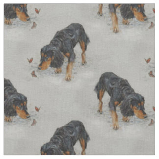 Englisch Cocker spaniel und Schmetterlinge Art. Stoff