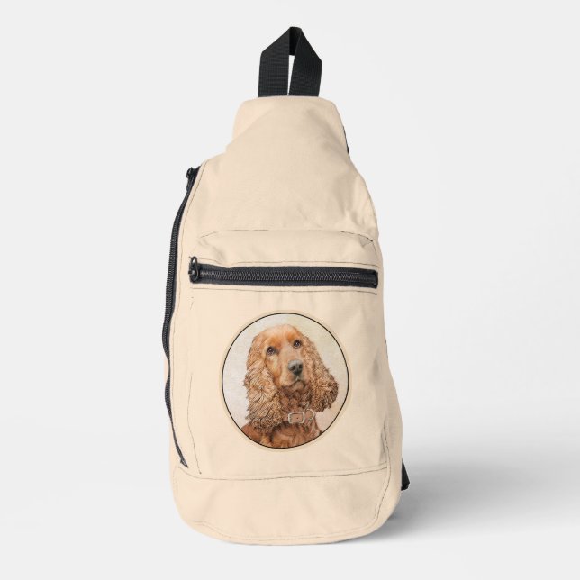 Englisch Cocker Spanisch Malerei Original Hunde Ku Crossbody Bag (Vorderseite)