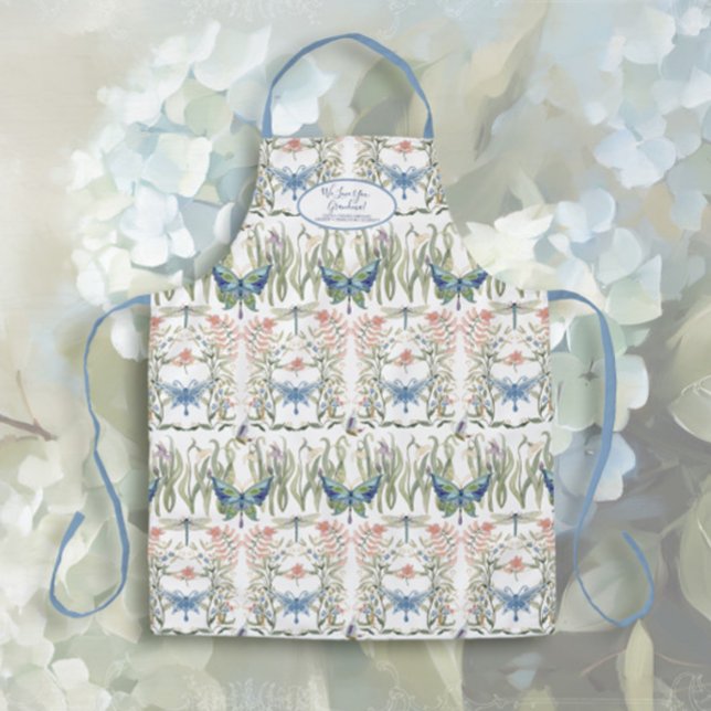 Englisch Country Floral Blue and White Großmutter Schürze (Von Creator hochgeladen)