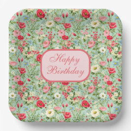 Englisch Country Wildblume Happy Birthday Teller