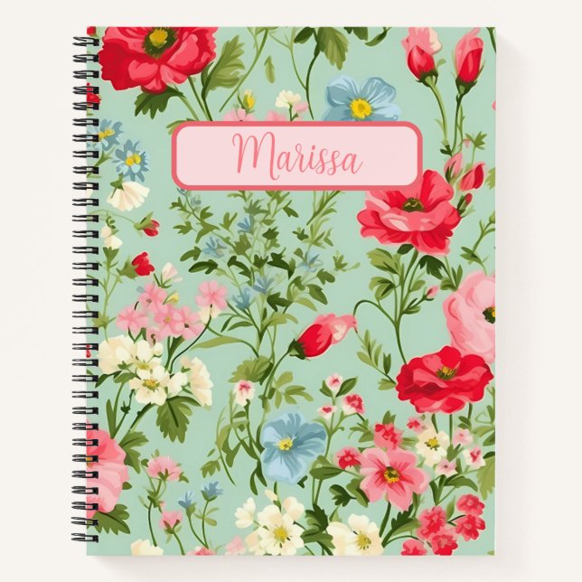 Englisch Country Wildblume Personalisiert Notizbuch (Vorderseite)