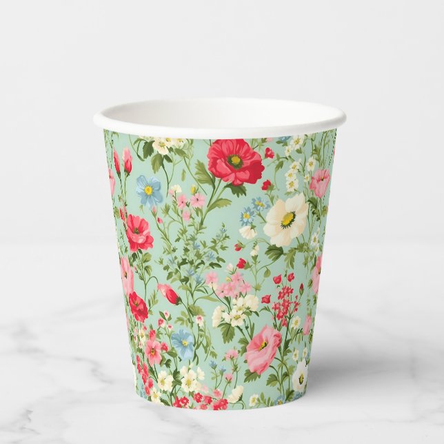 Englisch Country Wildblume Personalisiert Pappbecher (Vorderseite)