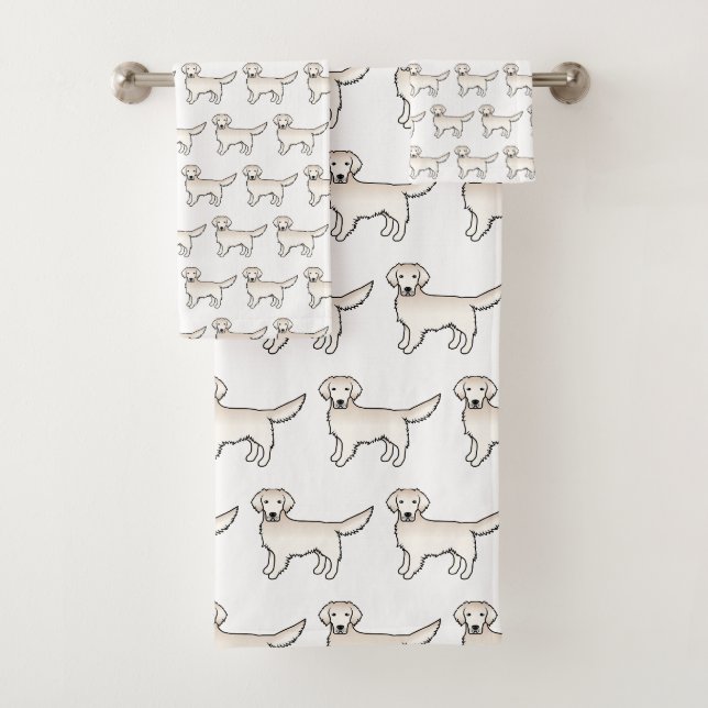 Englisch Cream Golden Retriever Cartoon Dog Muster Badhandtuch Set (Insitu)
