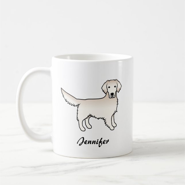 Englisch Cream Golden Retriever Cartoon Dog & Name Kaffeetasse (Links)