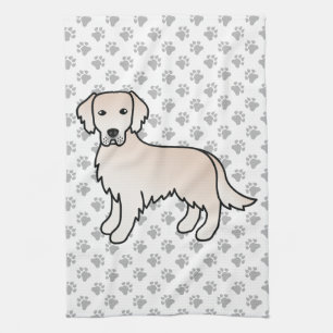 Englisch Cream Golden Retriever Cartoon Dog & Paws Geschirrtuch
