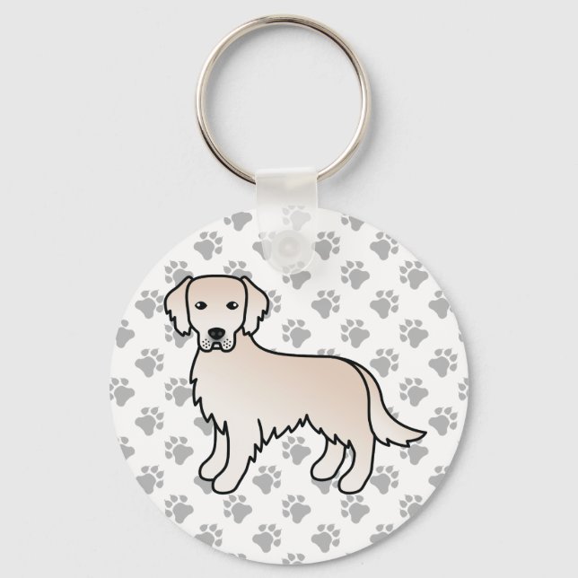 Englisch Cream Golden Retriever Cartoon Dog & Paws Schlüsselanhänger (Vorderseite)