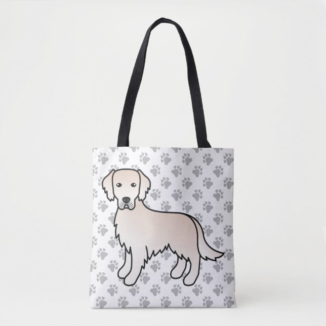 Englisch Cream Golden Retriever Cartoon Dog & Paws Tasche (Vorderseite)