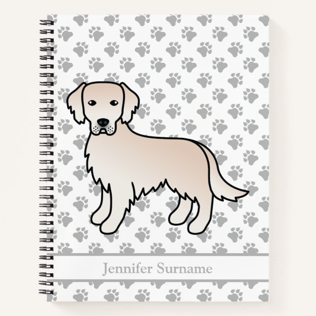Englisch Cream Golden Retriever Dog & Custom Text Notizbuch (Vorderseite)