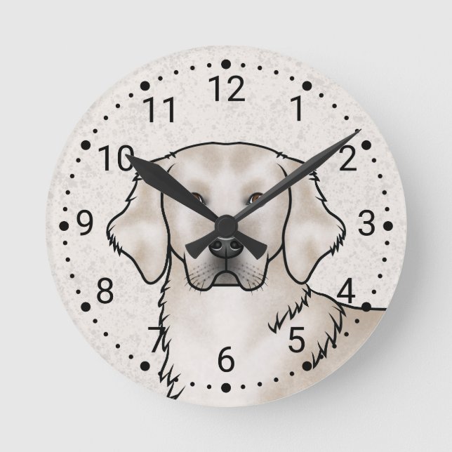 Englisch Cream Golden Retriever Dog Head Portrait Runde Wanduhr (Vorderseite)