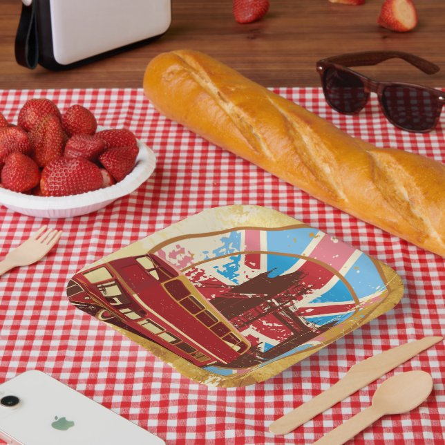 Englisch Double Decker Bus Pappteller (Picknick)