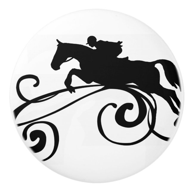 Englisch Equestrian Blühe Keramikknauf (Vorderseite)