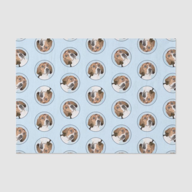 Englisch Foxhound Malerei Niedlich Original Hunde  Seidenpapier (Vorderseite)
