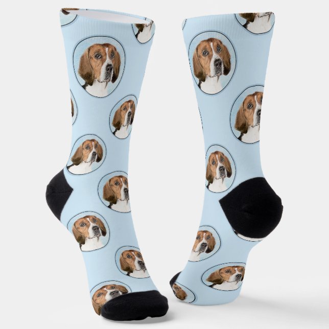 Englisch Foxhound Malerei Niedlich Original Hunde  Socken (Gewinkelt)
