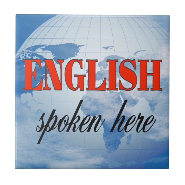 Englisch gesprochen hier bewölkte Erde Fliese (Vorderseite)