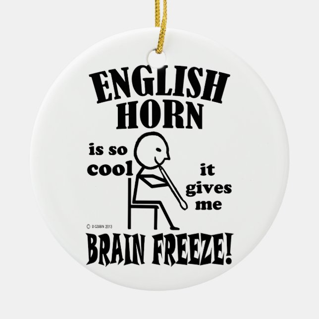 Englisch Horn, Brain Freeze Keramik Ornament (Vorne)