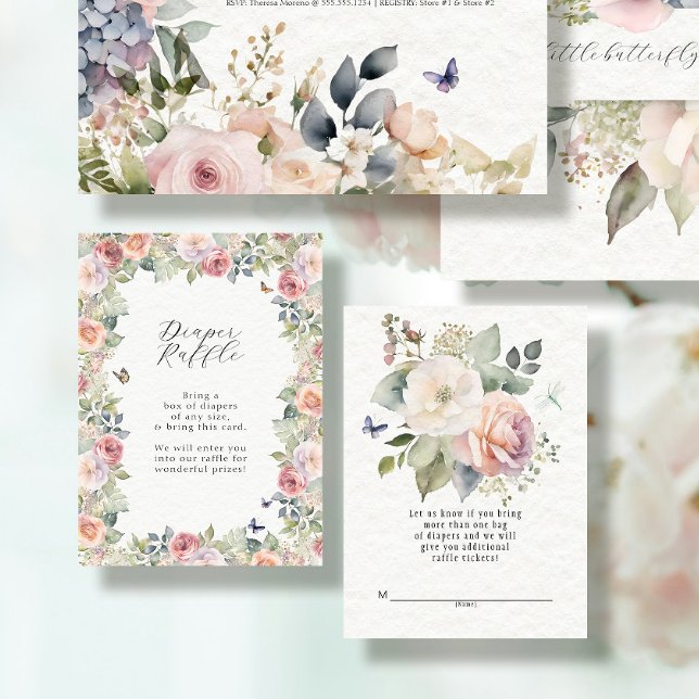 Englisch Hütte Floral Baby Girl Diaper Raffle Begleitkarte (Von Creator hochgeladen)