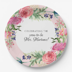 Englisch Hütte Garden Blue Pink Floral Pappteller