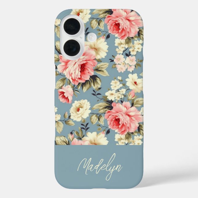 Englisch Hütte Garden Blume Personalisiert iPhone 16 Hülle (Rückseite)