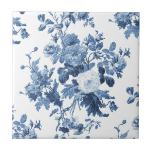 Englisch Hütte Garden Floral Blue n White Pattern Fliese