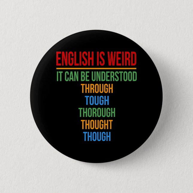 Englisch ist komischer Sprachlehrer Grammatikstude Button (Vorderseite)