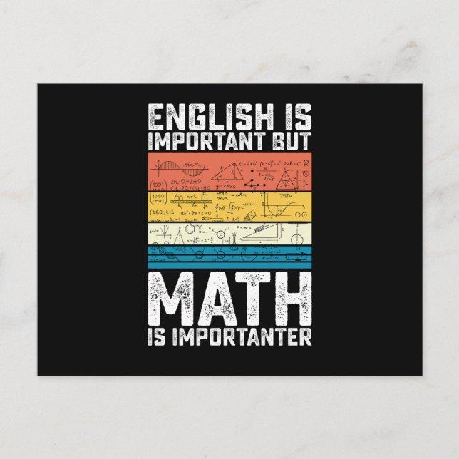 Englisch ist wichtig, aber Mathematik ist wichtig Postkarte (Vorderseite)