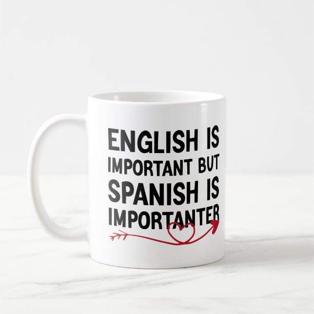 Englisch ist wichtig, aber Spanisch ist wichtig Kaffeetasse (Links)