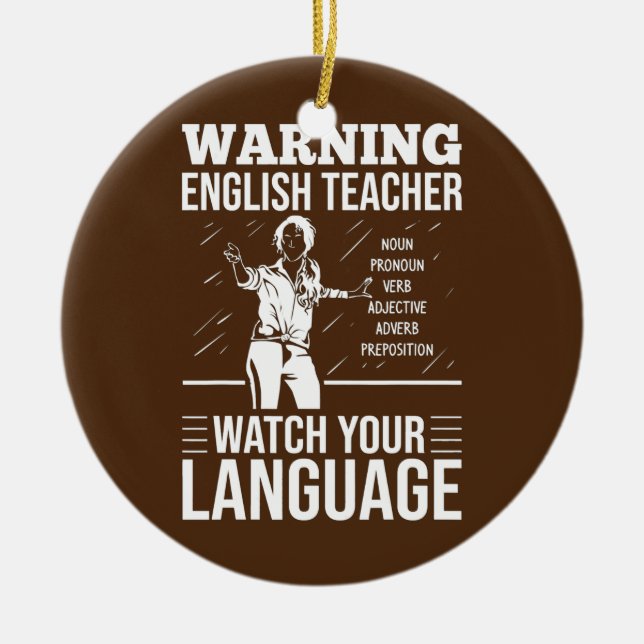 Englisch Lehrer Outfit English Grammar Schachbrett Keramik Ornament (Vorne)