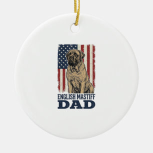 Englisch Mastiff Vater Patriotisches Vintage Hund  Keramik Ornament