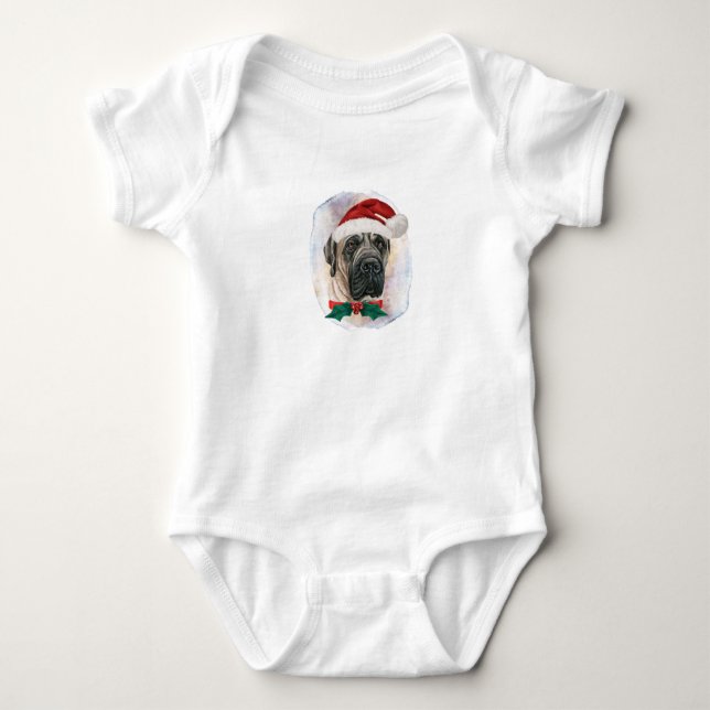 Englisch Mastiff Weihnachtsgeschenke für Hunde Lie Baby Strampler (Vorderseite)