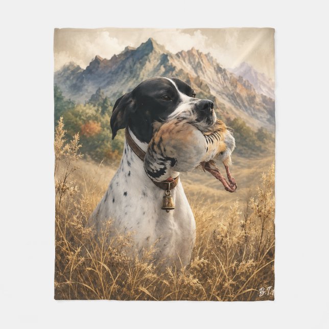 Englisch Pointer Jagd ,Chukar Rebhuhn Fleecedecke (Vorderseite)