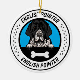 Englisch Pointer Peeking Illustration Abzeichen Keramik Ornament