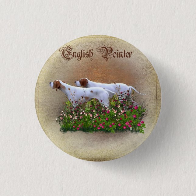 Englisch Pointer Tapestry Poster Triptych Acrylic  Button (Vorderseite)