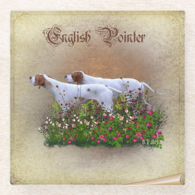 Englisch Pointer Tapestry Poster Triptych Acrylic  Glasuntersetzer (Vorderseite)