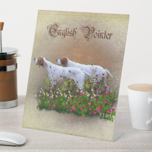 Englisch Pointer Tapestry Poster Triptych Acrylic  Sockelschild