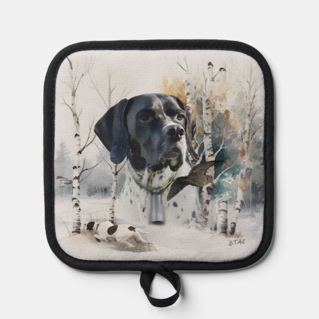 Englisch Pointer , Woodcock Jägersaison , Kunst Topflappen (Vorderseite)