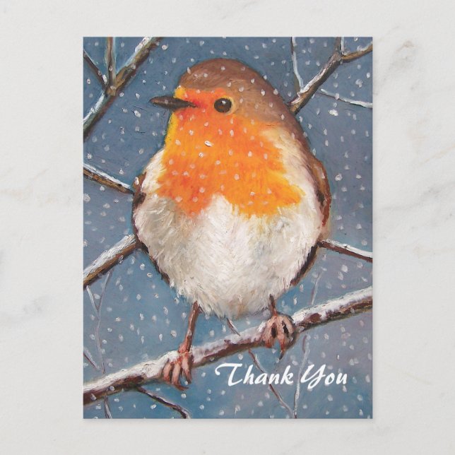 ENGLISCH ROBIN: ARTWORT: DANKE POSTKARTE (Vorderseite)