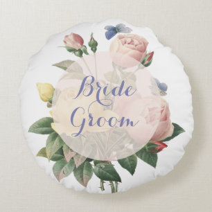 Englisch Rose Butterfly Garden Wedding Forever Rundes Kissen