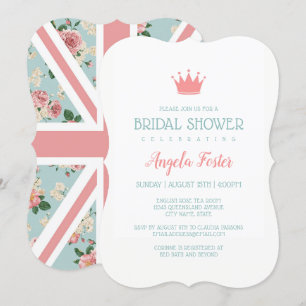 Englisch Rose Union Jack Brautparty Einladung