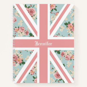 Englisch Rose Union Jack Floral Custom Notizbuch