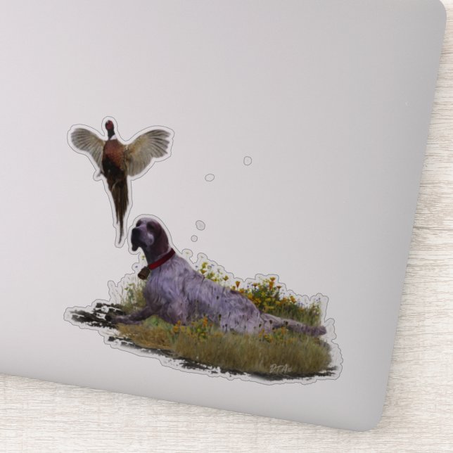 Englisch Setter, Fasanierjagd Aufkleber (Detail)