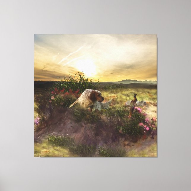 Englisch Setter, Fasanierjagd Leinwanddruck (Vorderseite)
