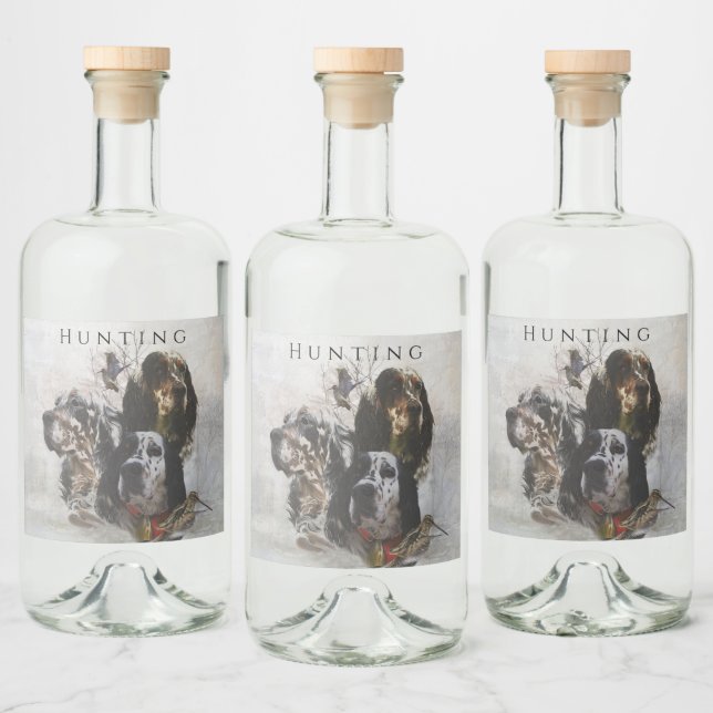 Englisch Setter, Holzhacken Alkoholflaschenetikett (Flaschen)