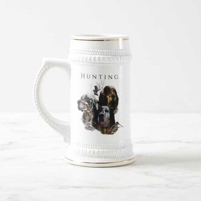 Englisch Setter, Holzhacken Bierglas (Links)