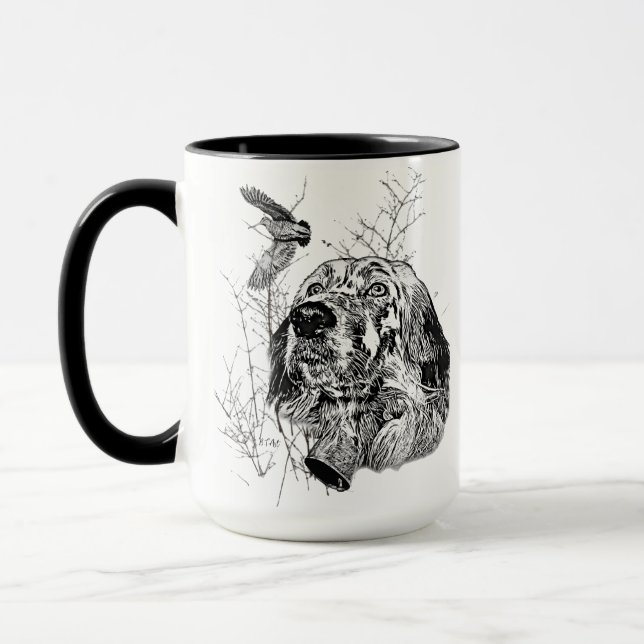 Englisch Setter, Holzhacken Tasse (Links)