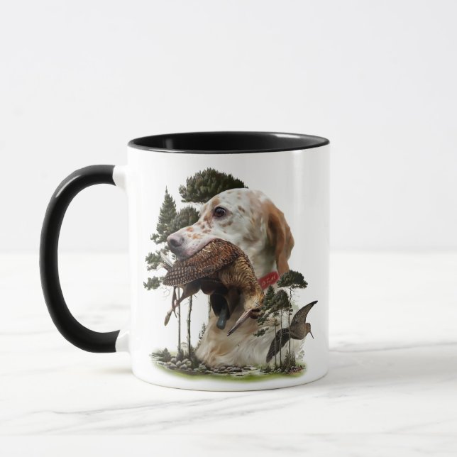 Englisch Setter, Holzhacken Tasse (Links)