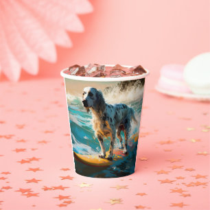Englisch Setter Strand Surfen Malerei Pappbecher