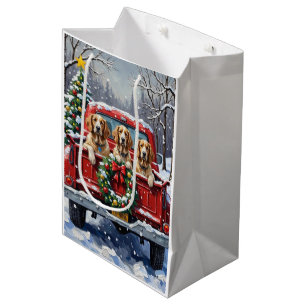 Englisch Setter Weihnachten Rotes Lastwagen Ferien Mittlere Geschenktüte