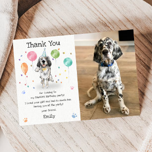 Englisch Setter Welpen-Hund Geburtstags-Dankeskart Einladung